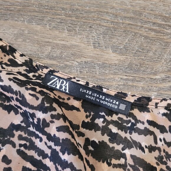 ZARA | Animal Print Long Sleeve Mini Dress | Sz. XS - Picture 8 of 9